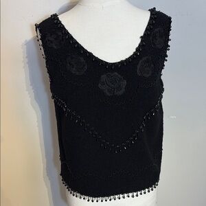 Vintage Marchesa Black Embellished Sleeveless Tank